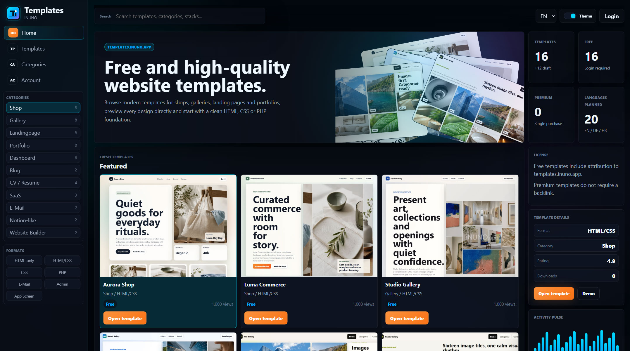 Templates screenshot
